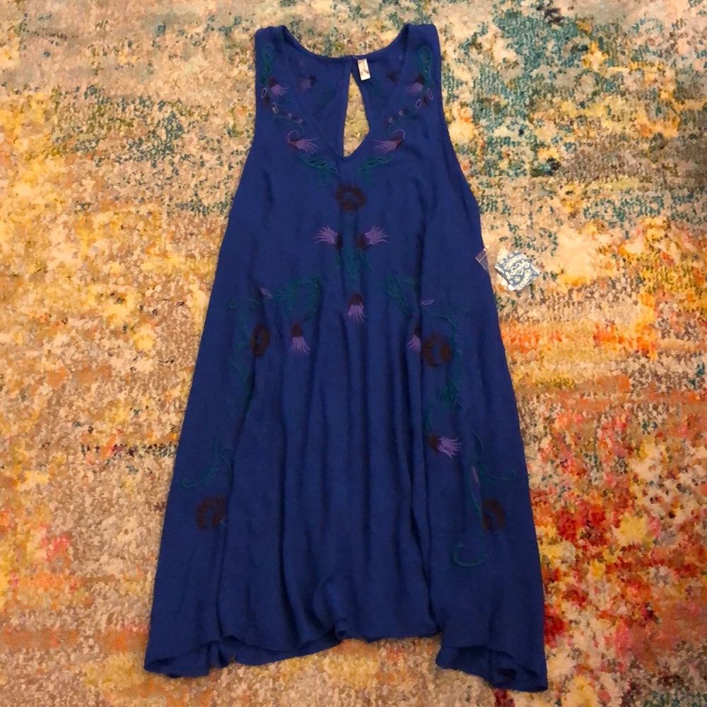 Free People blue embroidered dress